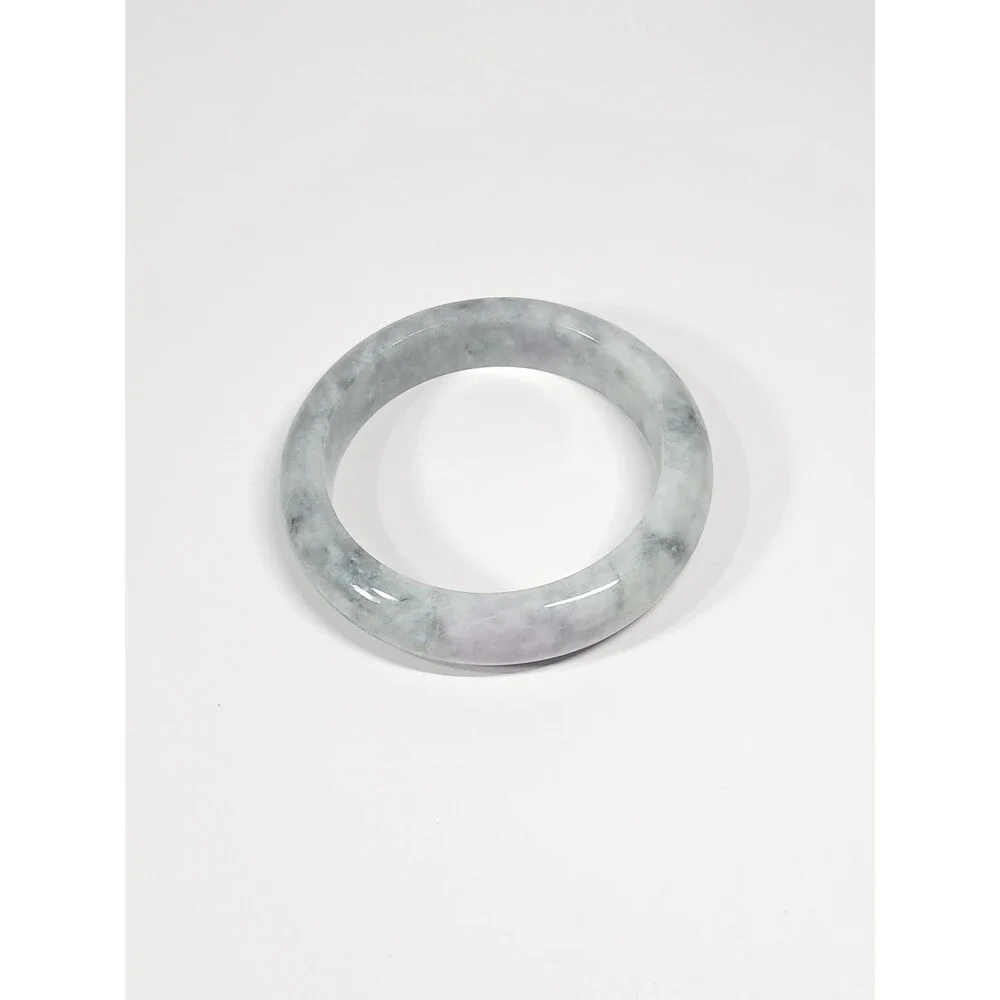 Smoky White Jadeite Bangle 67mm Lavender Veins